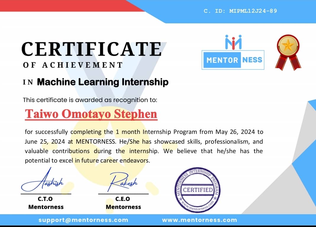 Machine Learning Internship